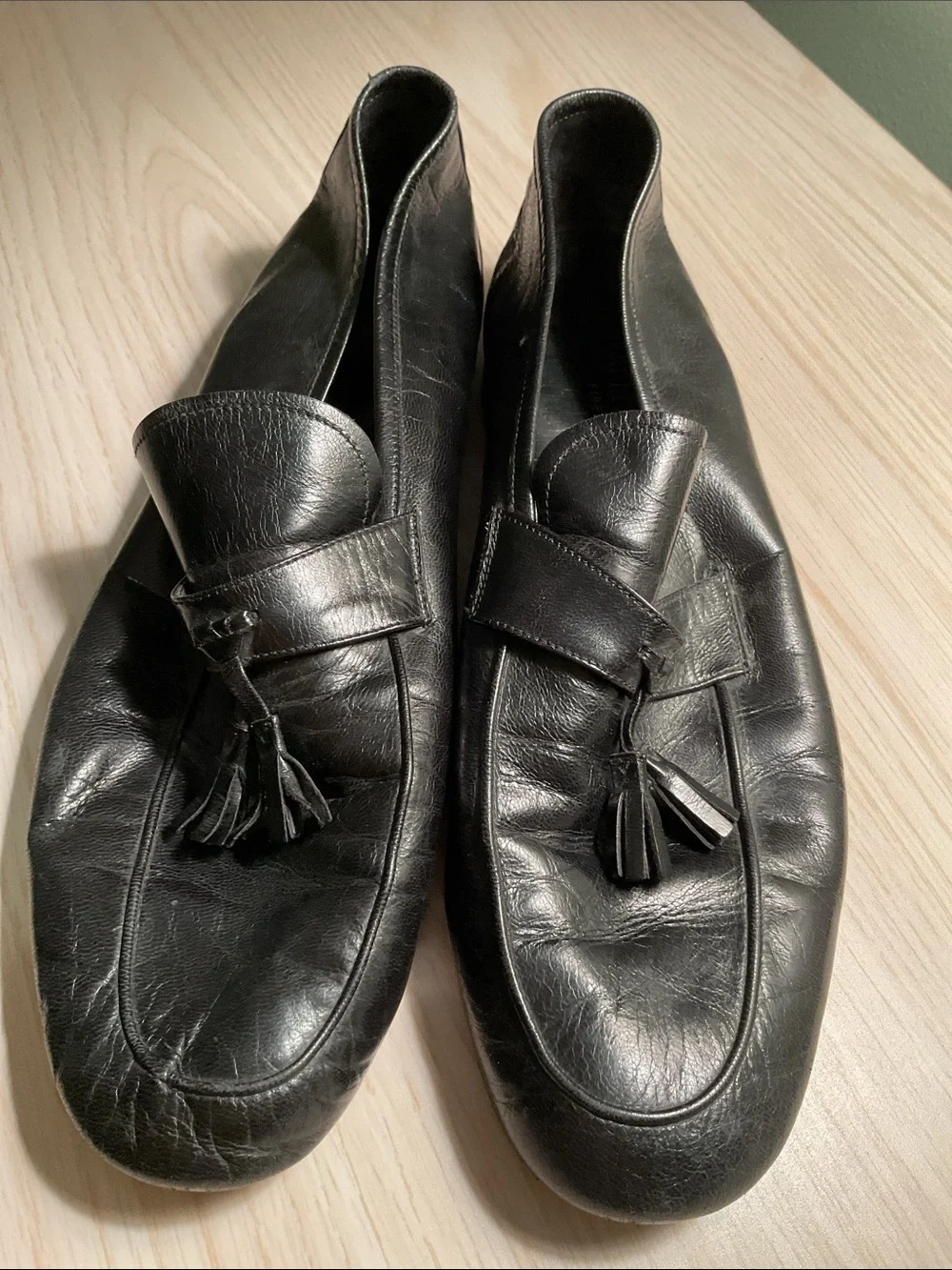 Beltrami Men’s Black Leather Tassel Loafers